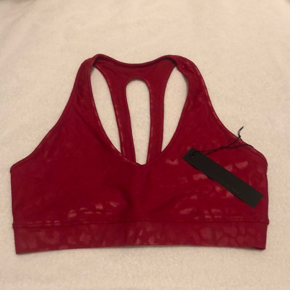 Carbon38 Red Mesh Sports Bra